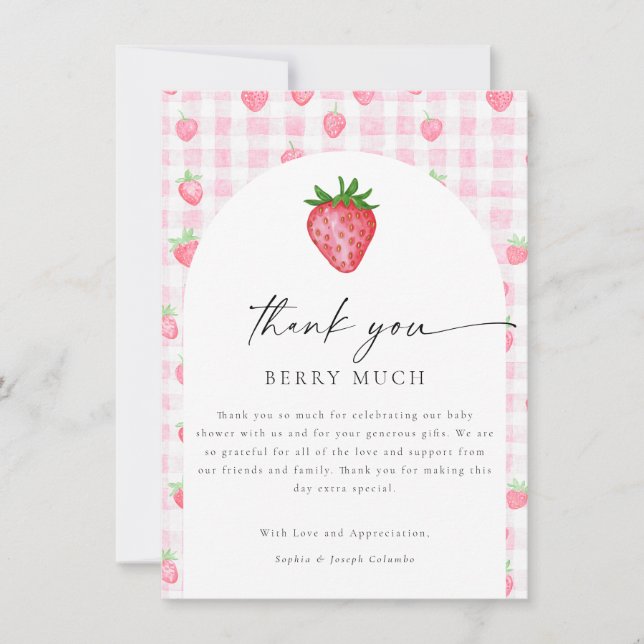 Carte de remerciement pour Baby Shower Berry Sweet (Devant)