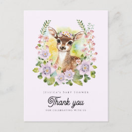 Carte de remerciement pour Baby Shower Cerf Capric