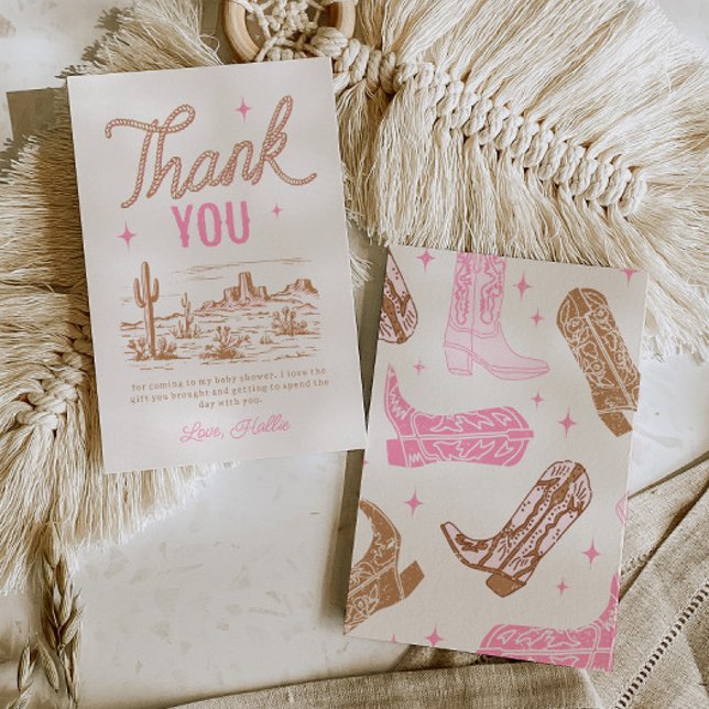 Carte de remerciement pour Baby Shower Cowgirl (Créateur téléchargé)