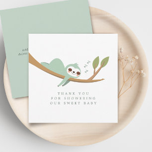 Carte de remerciement pour Baby Shower de paresseu