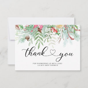 Carte de remerciement pour baby shower de verdure