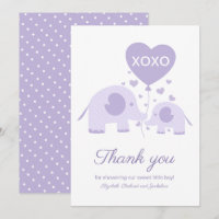 Carte de remerciement pour Baby Shower éléphant mi