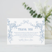 Carte de remerciement pour Baby Shower en toile de