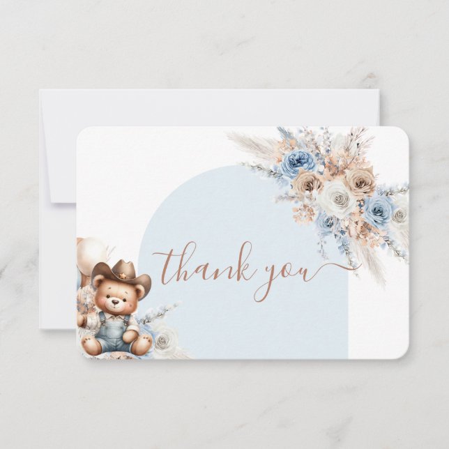 Carte de remerciement pour Baby Shower garçon Ours (Devant)