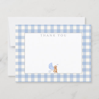 Carte de remerciement pour Baby Shower Gingham Che