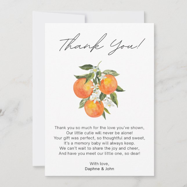 Carte de remerciement pour Baby Shower Little Cuti (Devant)