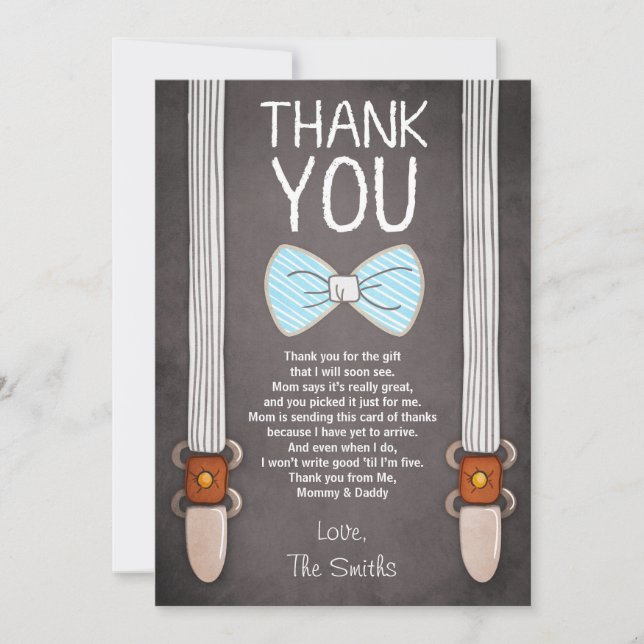 Carte de remerciement pour Baby Shower Little Man  (Devant)