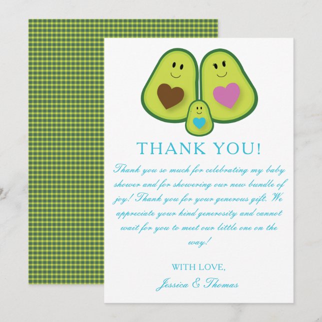 Carte de remerciement pour Baby Shower pour garçon (Devant / Derrière)