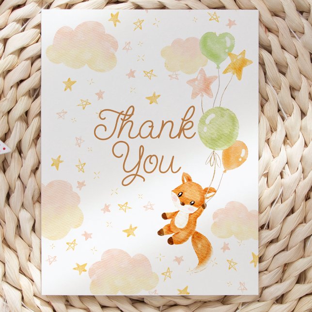 Carte de remerciement pour Baby Shower Renard du L (Créateur téléchargé)