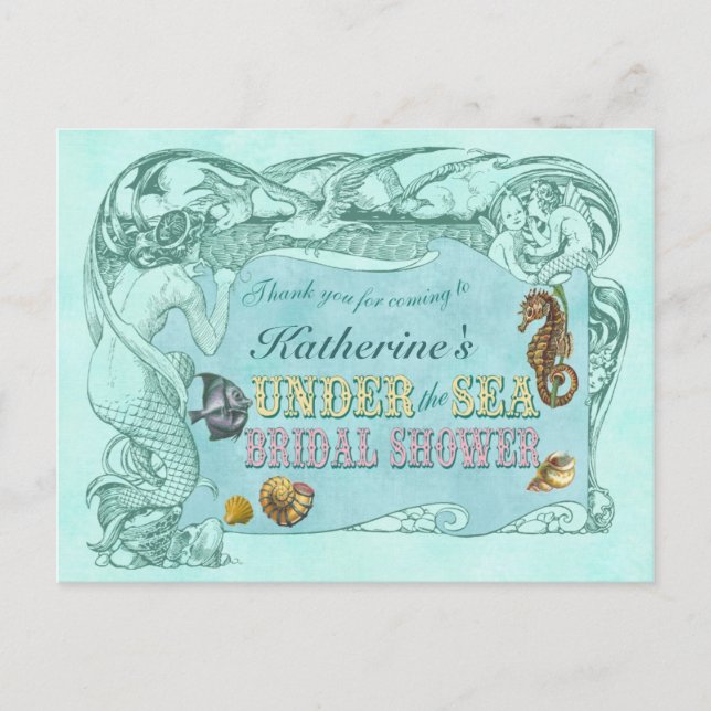 Carte de remerciement pour Baby Shower Sous l'Océa (Devant)