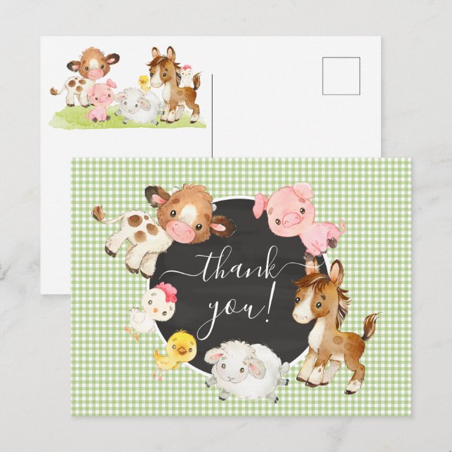 Carte de remerciement pour Baby Shower sur le thèm (Devant / Derrière)