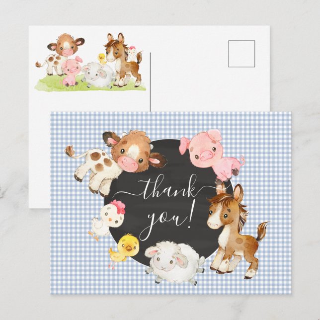 Carte de remerciement pour Baby Shower sur le thèm (Devant / Derrière)