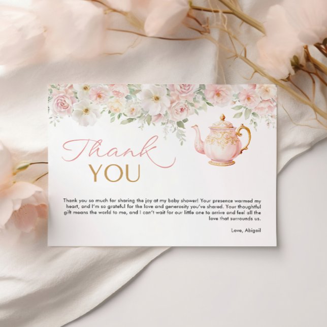 Carte de remerciement pour Baby Shower Tea Party (Tea Party Baby Shower Thank You Card)