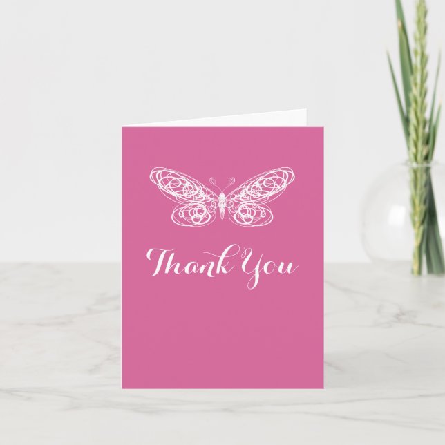 Carte de remerciement pour Bat Mitzvah papillon fu (Devant)