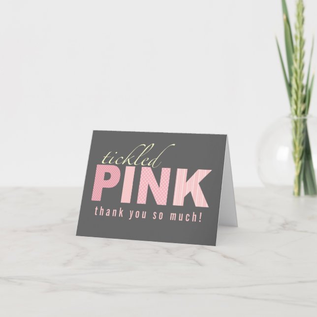 Carte de remerciement pour bébé rose Ticky Girl (Devant)