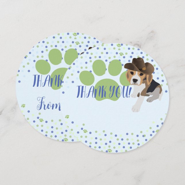 Carte de remerciement pour enfants avec un mignon  (Devant / Derrière)