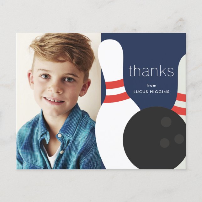 Carte de remerciement pour enfants Budget Bowling (Devant)