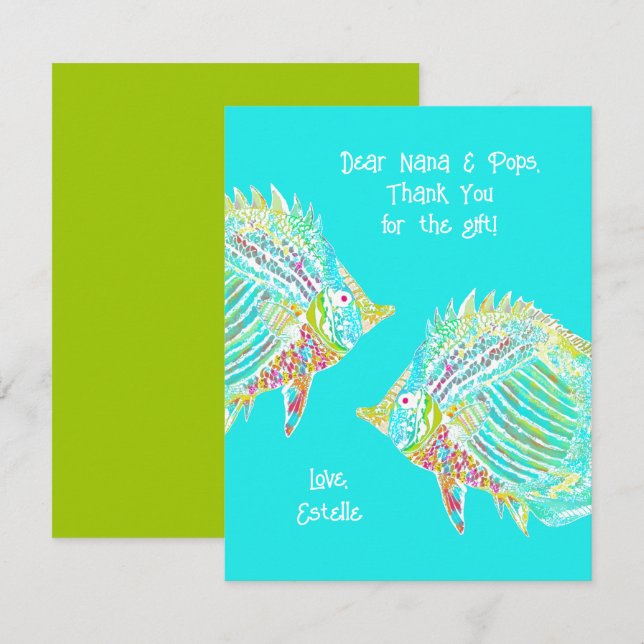 Carte de remerciement pour enfants Fun Fish Tropic (Devant / Derrière)