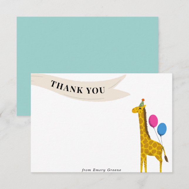 Carte de remerciement pour fête d'anniversaire ave (Devant / Derrière)