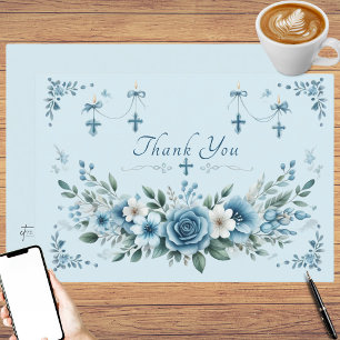 Carte de remerciement pour garçons avec croix reli