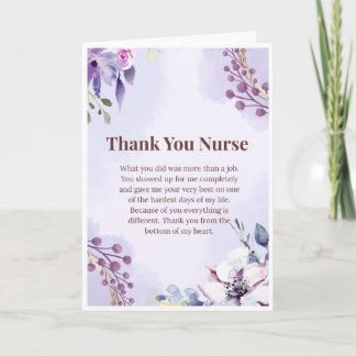 Carte de remerciement pour infirmière — Cadeau d'a