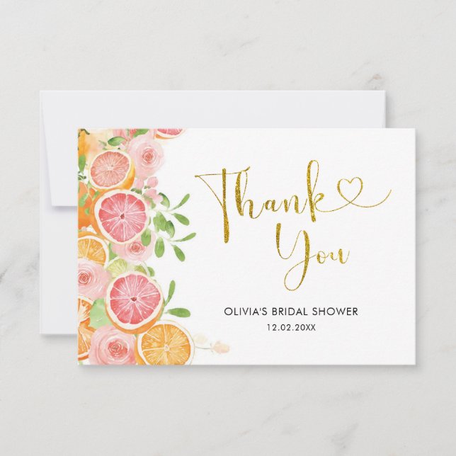 Carte de remerciement pour la fête de mariage citr (Devant)