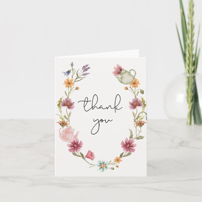 Carte de remerciement pour la fête du thé de fleur (Devant)