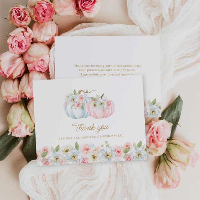 Carte de remerciement pour la révélation du sexe d (Fall Gender Reveal Baby Shower Thank you Card)