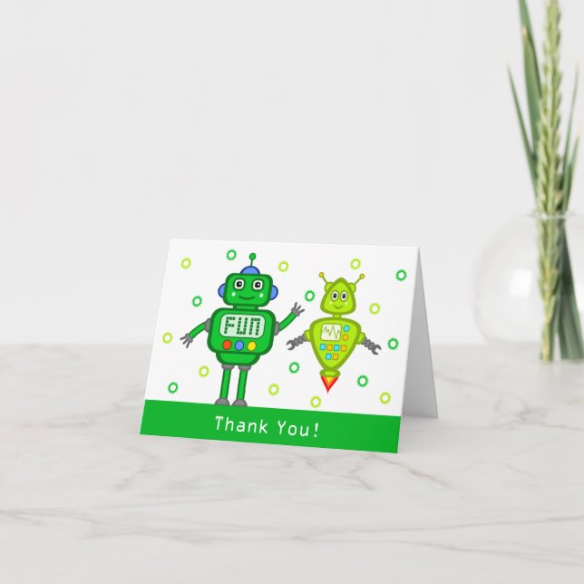 Carte de remerciement pour l'anniversaire des robo (Devant)