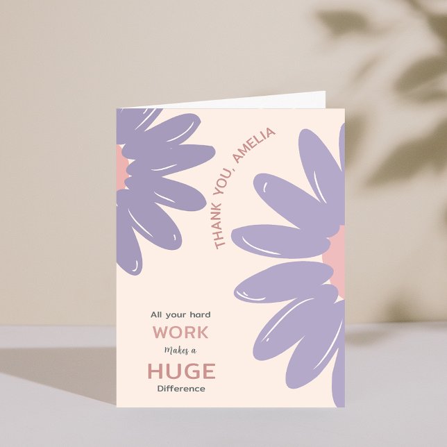 Carte de remerciement pour l'appréciation du perso (Flower Employee Staff Appreciation Thank You Card)