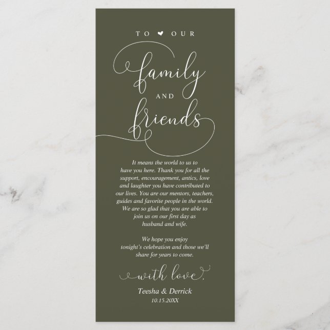 Carte de remerciement pour le dîner de mariage, di (Devant)