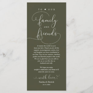 Carte de remerciement pour le dîner de mariage, di