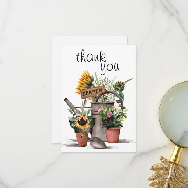 Carte de remerciement pour le jardinage (Devant/Arrière en situation)