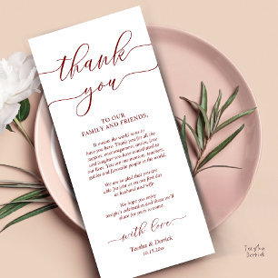 Carte de Remerciement pour le Repas de Mariage Cha