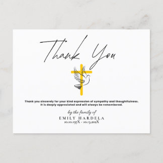 Carte de remerciement pour les funérailles de Dove