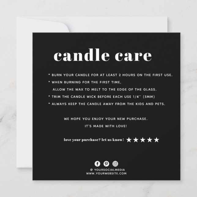 Carte de remerciement pour les soins de bougie (Devant)