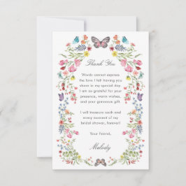 Carte de remerciement pour mariage papillon fleur 