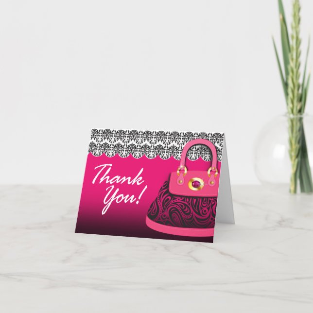 Carte de remerciement pour sac à main élégant (Devant)