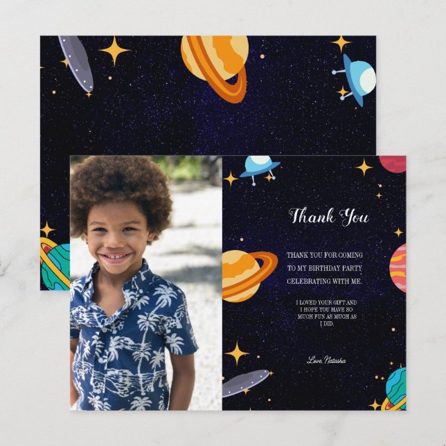 Carte de remerciement pour un anniversaire dans l' (Devant / Derrière)