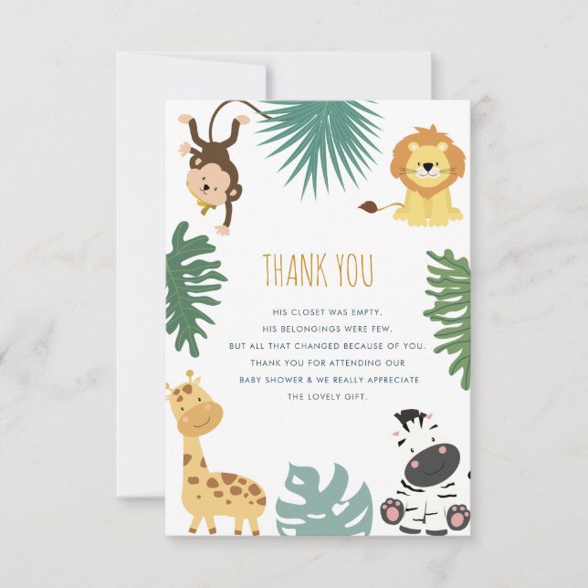 Carte de remerciement pour une baby shower sauvage (Devant)