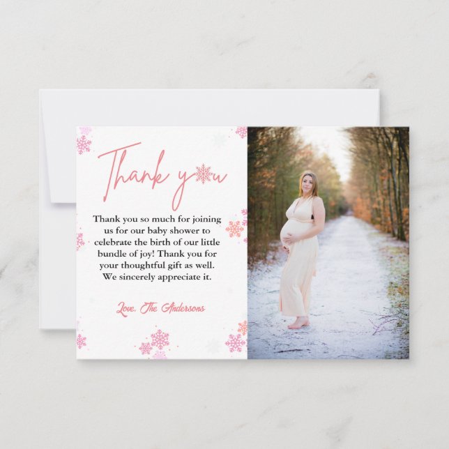 Carte de remerciement pour une baby shower sur le  (Devant)