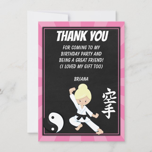 Carte de remerciement pour une fête de fille aux c (Devant)