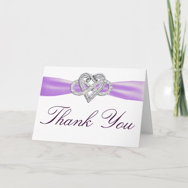 Carte de remerciement Purple Infinity Heart (Devant)