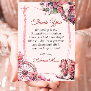 Carte de remerciement Quinceanera occidentale rust