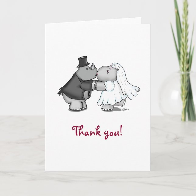 Carte de remerciement Rhino et Hippo (Devant)