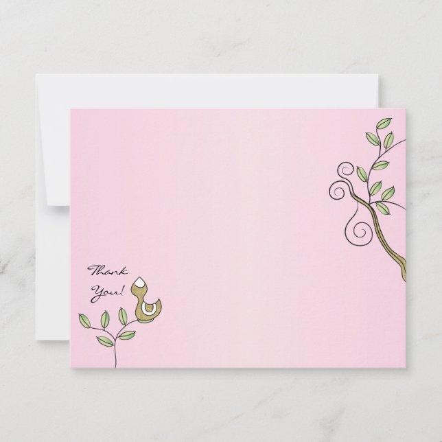 Carte de remerciement rose pour Baby Shower, "Oise (Devant)