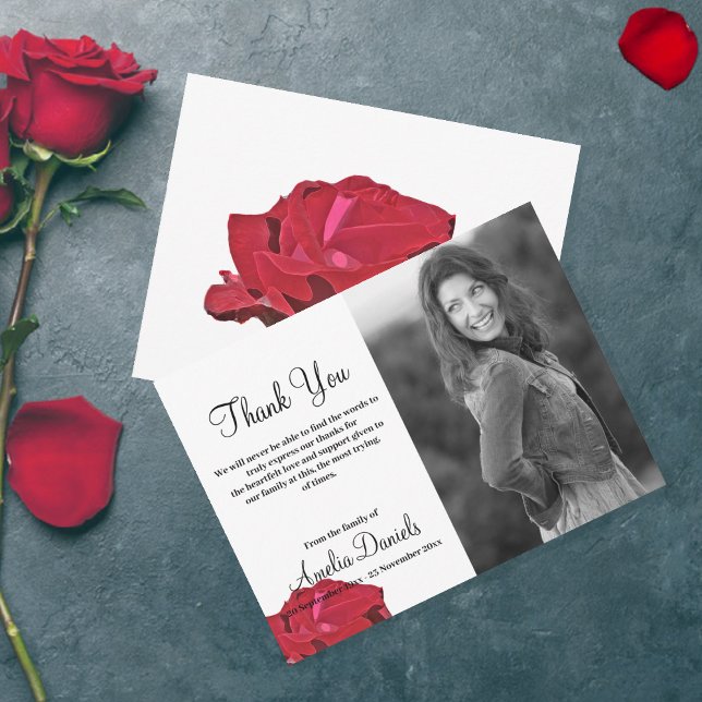 Carte de remerciement Rose Rouge en mémoire (Créateur téléchargé)