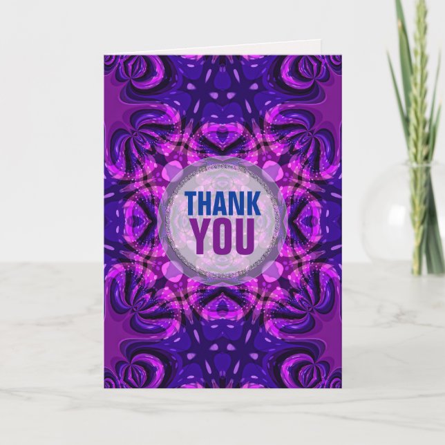 Carte de remerciement rose violet TieDye Batik (Devant)
