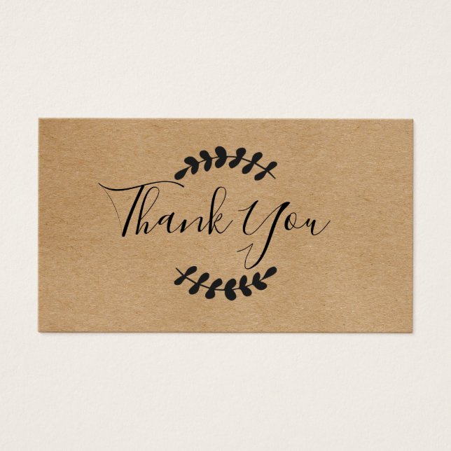 Carte de remerciement Rustic Kraft Script (Devant)