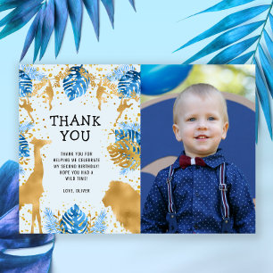Carte de remerciement Safari Bleu 2e anniversaire